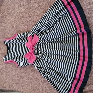 Little Girl's Spring-Summer Navy & Pink Bow Dress Size 4